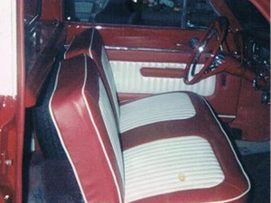 Red and White Reupholstered Interior