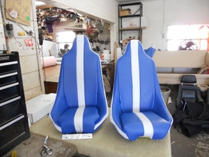 Blue Race Seats Reupholstered
