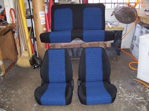 Black and Blue Reupholstered Seats